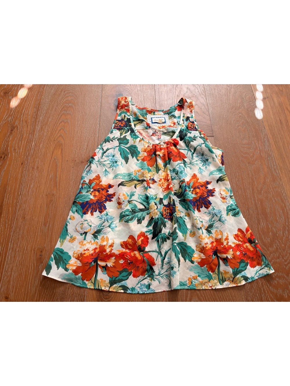 Meadow Rue Multicolor Floral Sleeveless Tie-Neck Top S